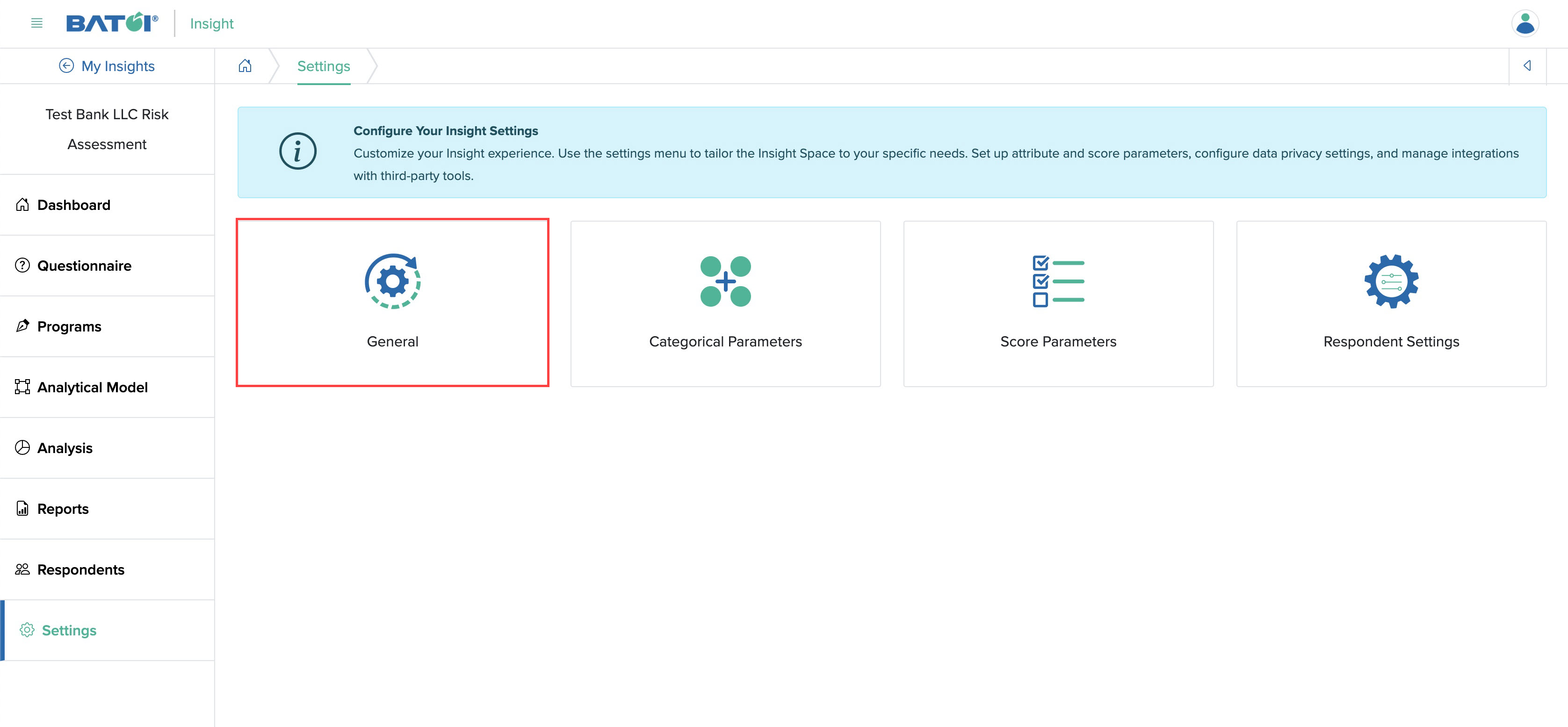 Figure 3: Individual Insight Settings Screen