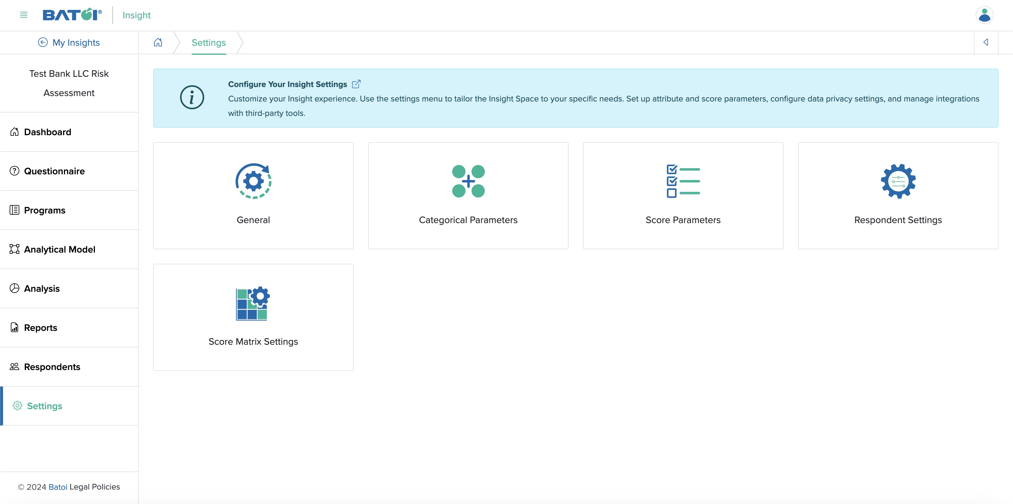 Figure 2: Individual Insight Settings Screen