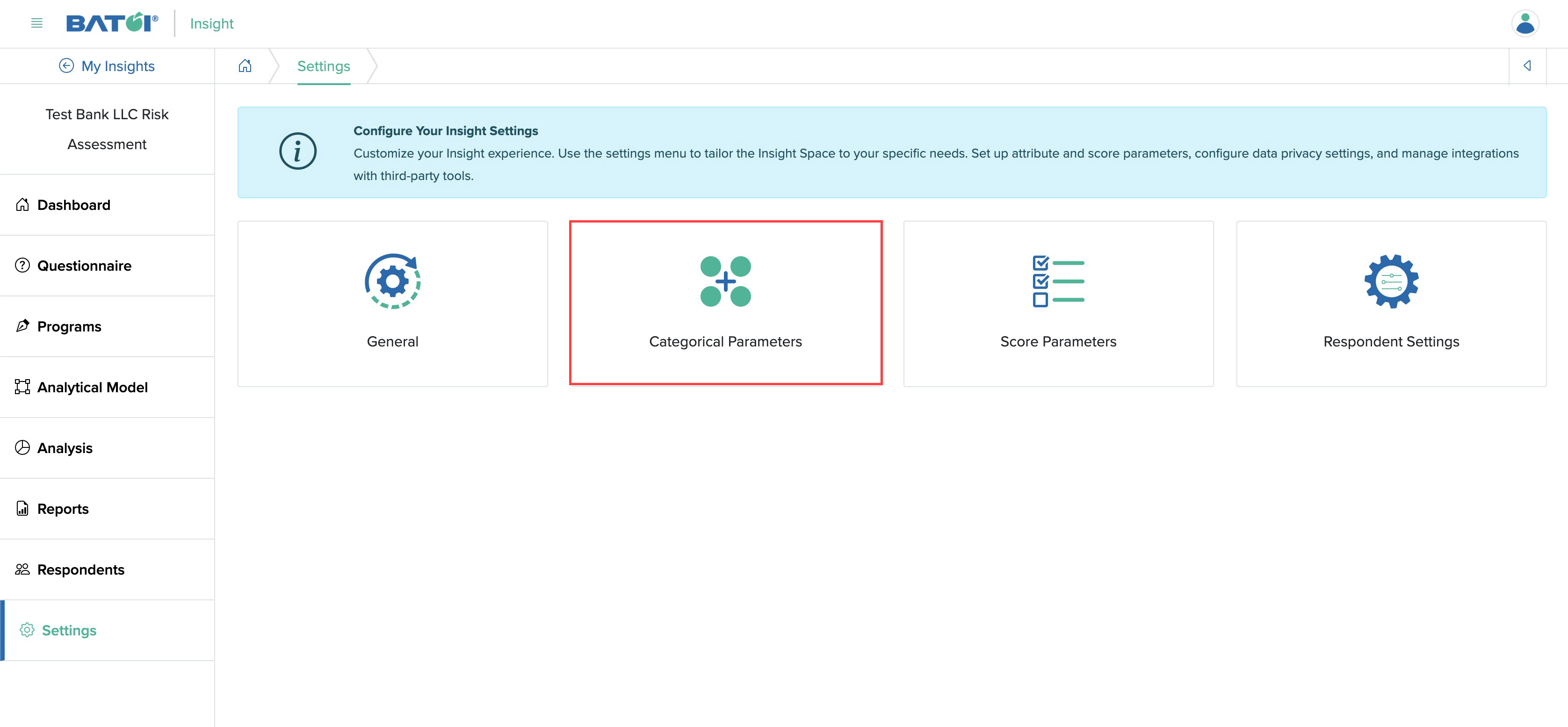 Figure 5: Individual Insight General Settings Screen