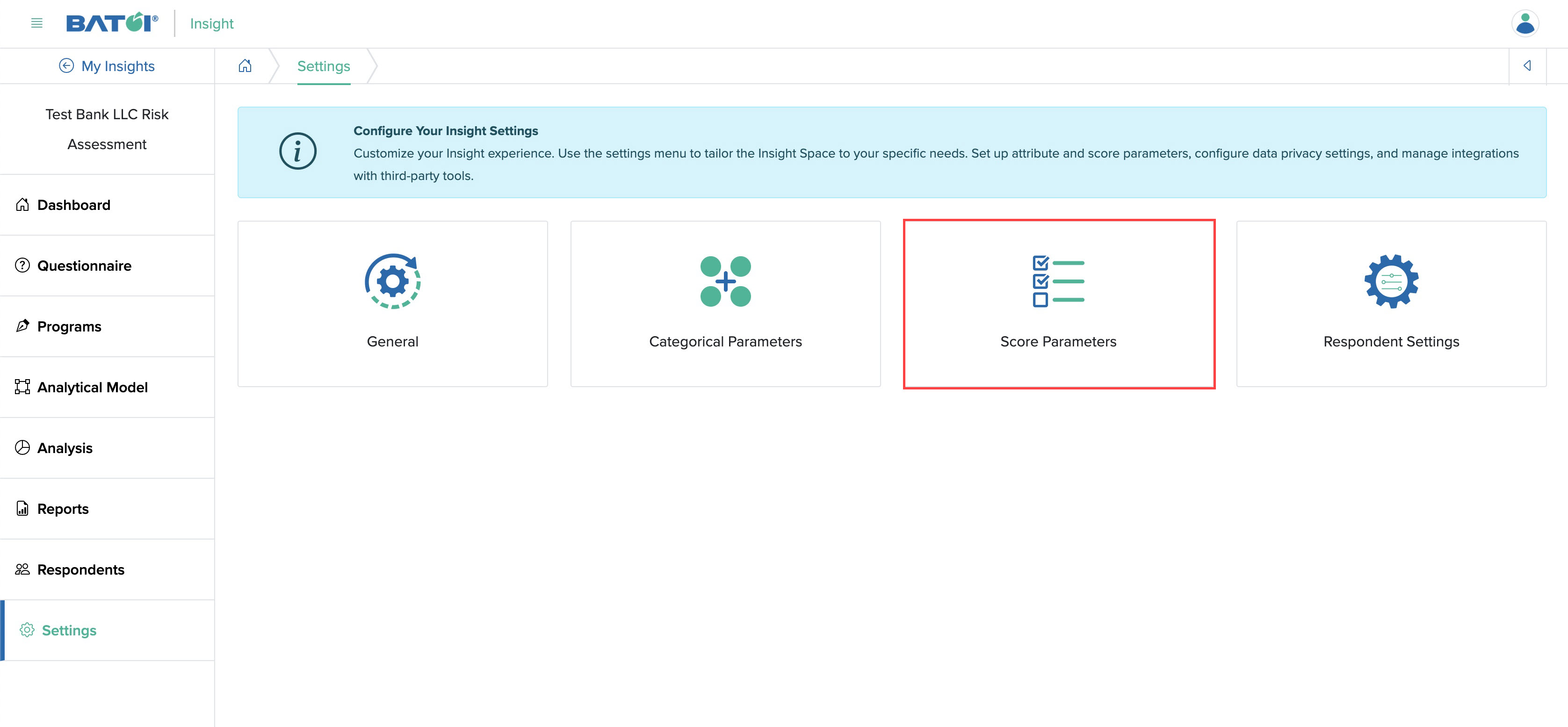 Figure 10: Individual Insight Settings Screen