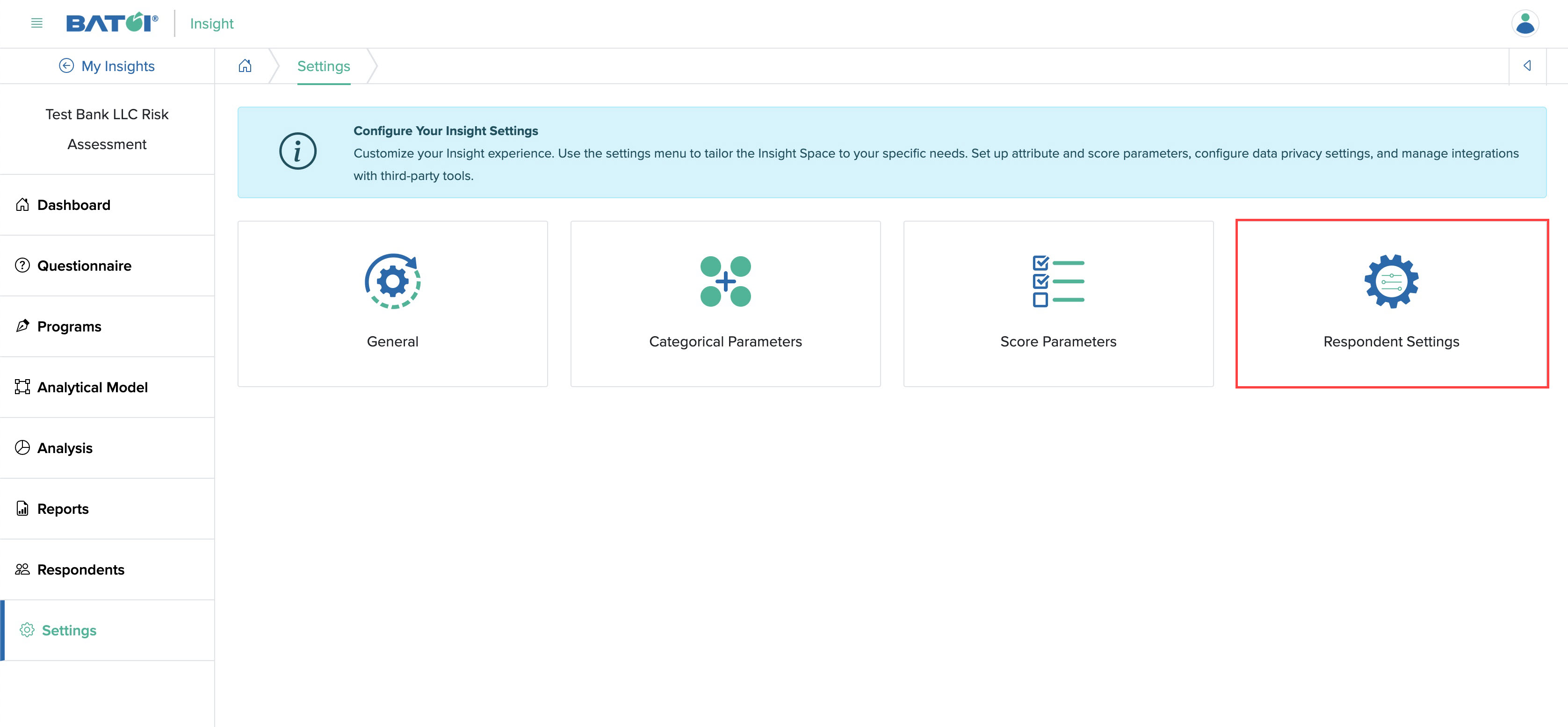 Figure 15: Individual Insight Settings Screen