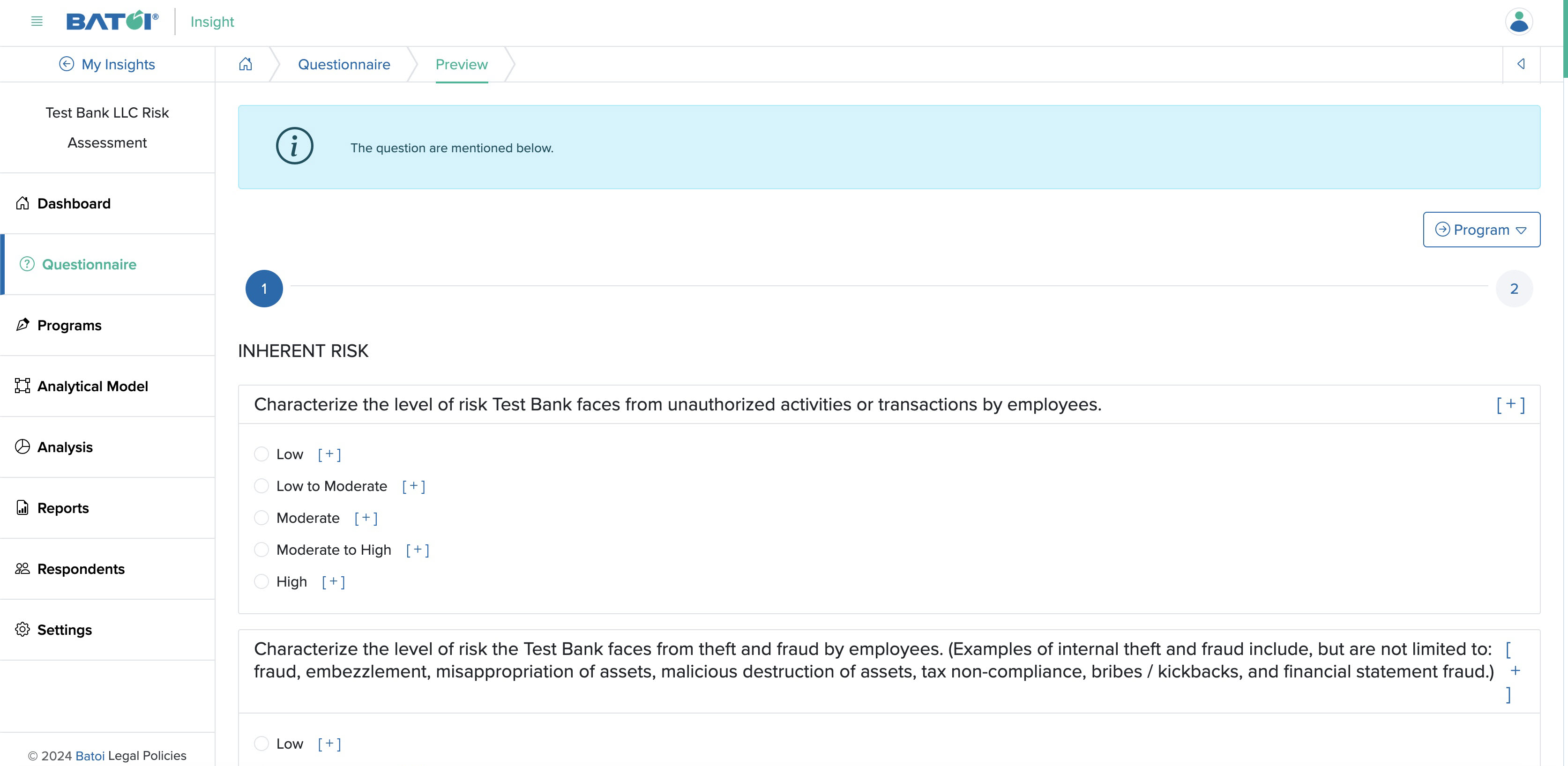 Figure 6: Individual Insight Preview
        Question Screen