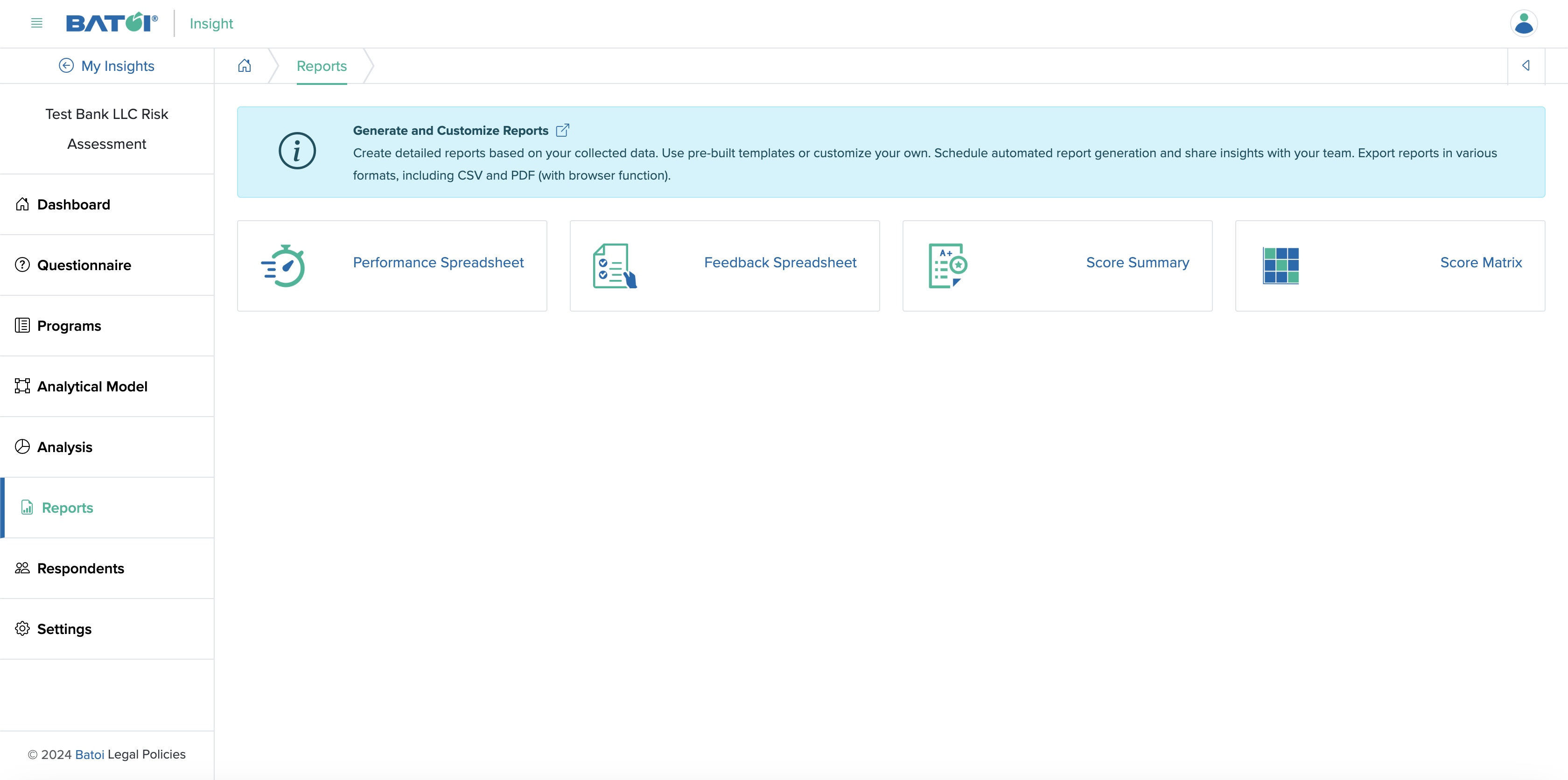 Figure 1: Individual Insight Reports List Screen