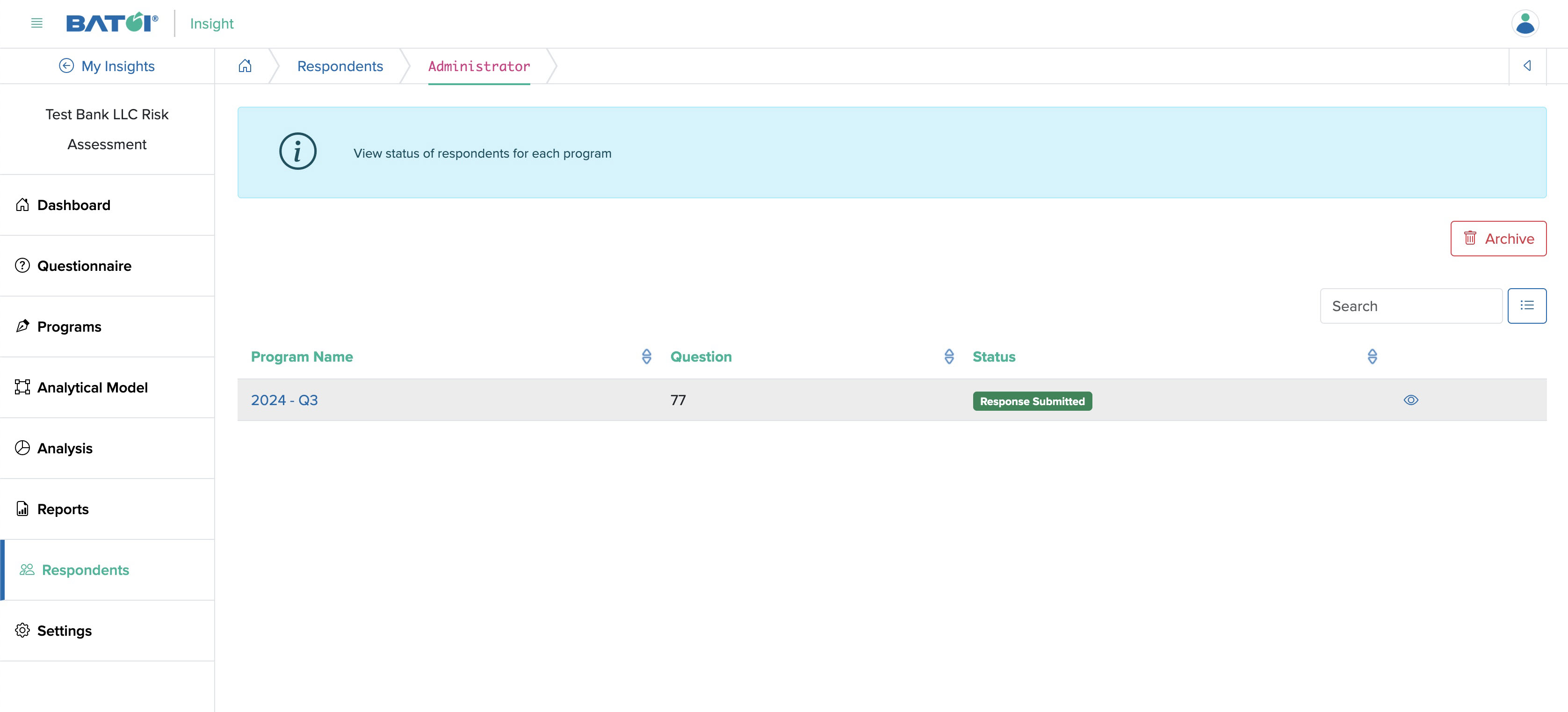 Figure 4: Individual Insight Respondents View List Screen