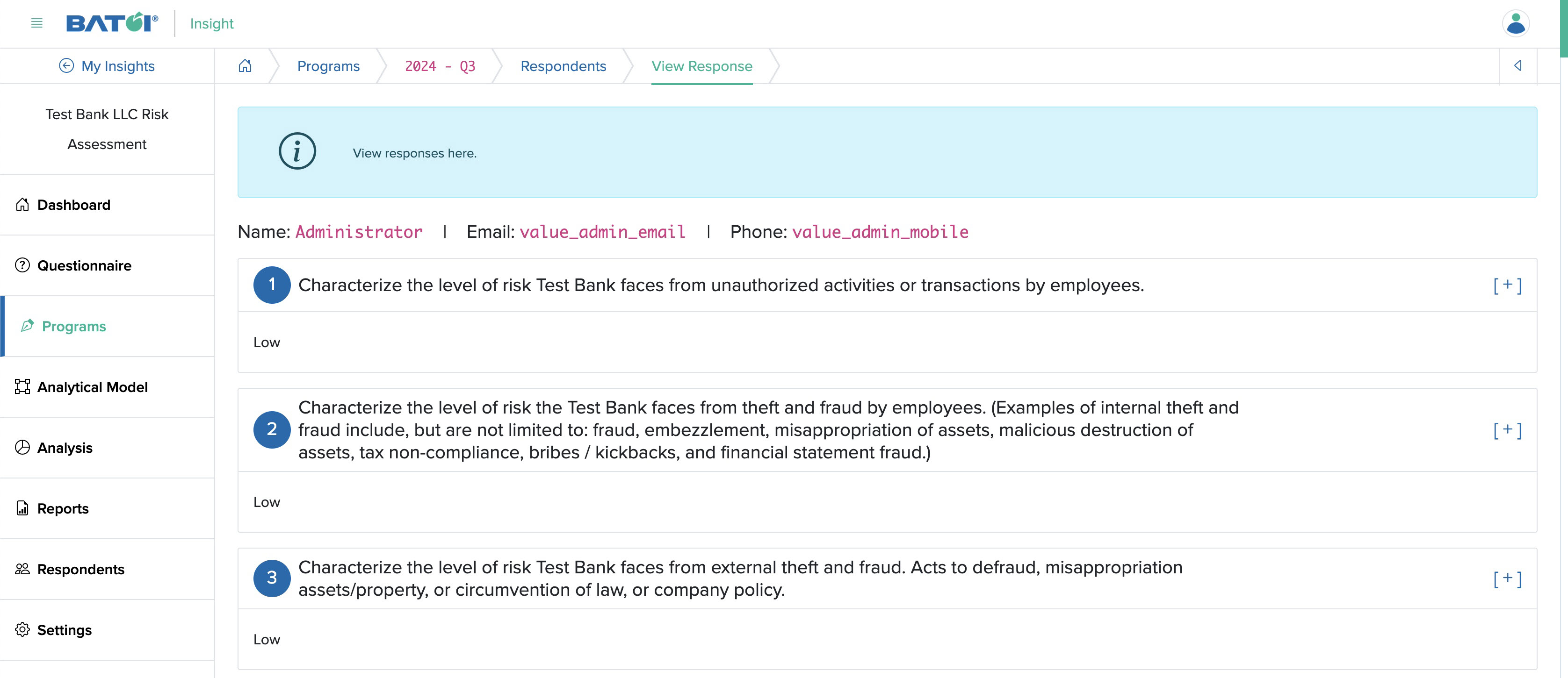 Figure 5: Individual Insight Respondents Response Detail Screen