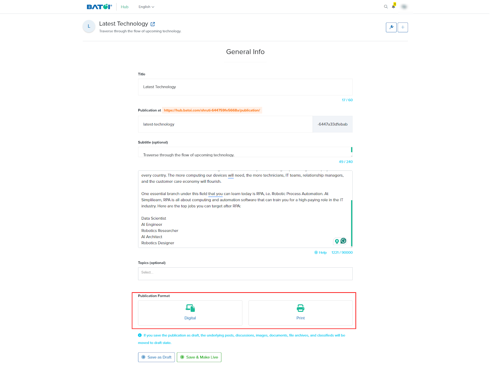 Figure 37: Hub Manage Personal Info Screen