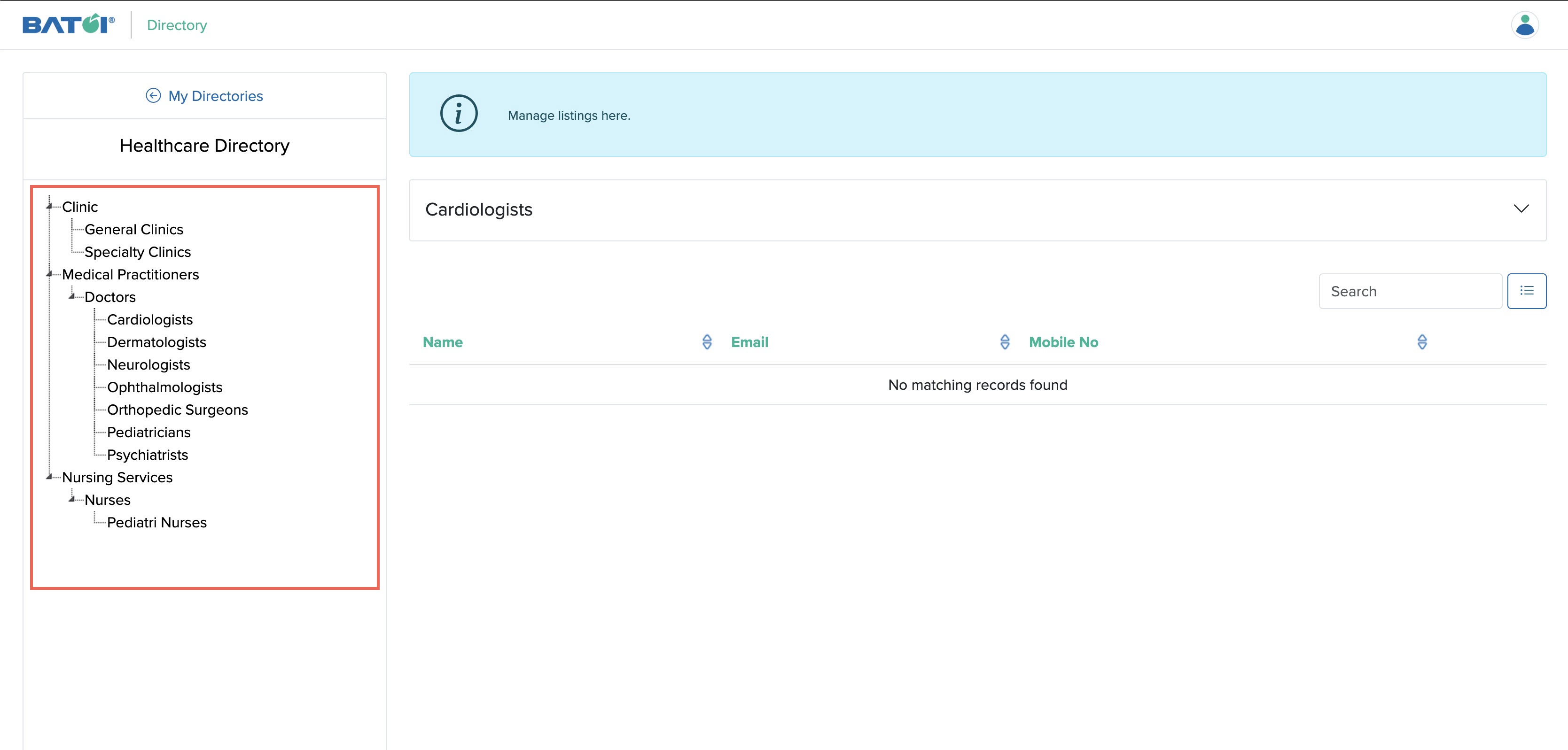 Figure 3: Individual Directory Member Dashboard Category Section