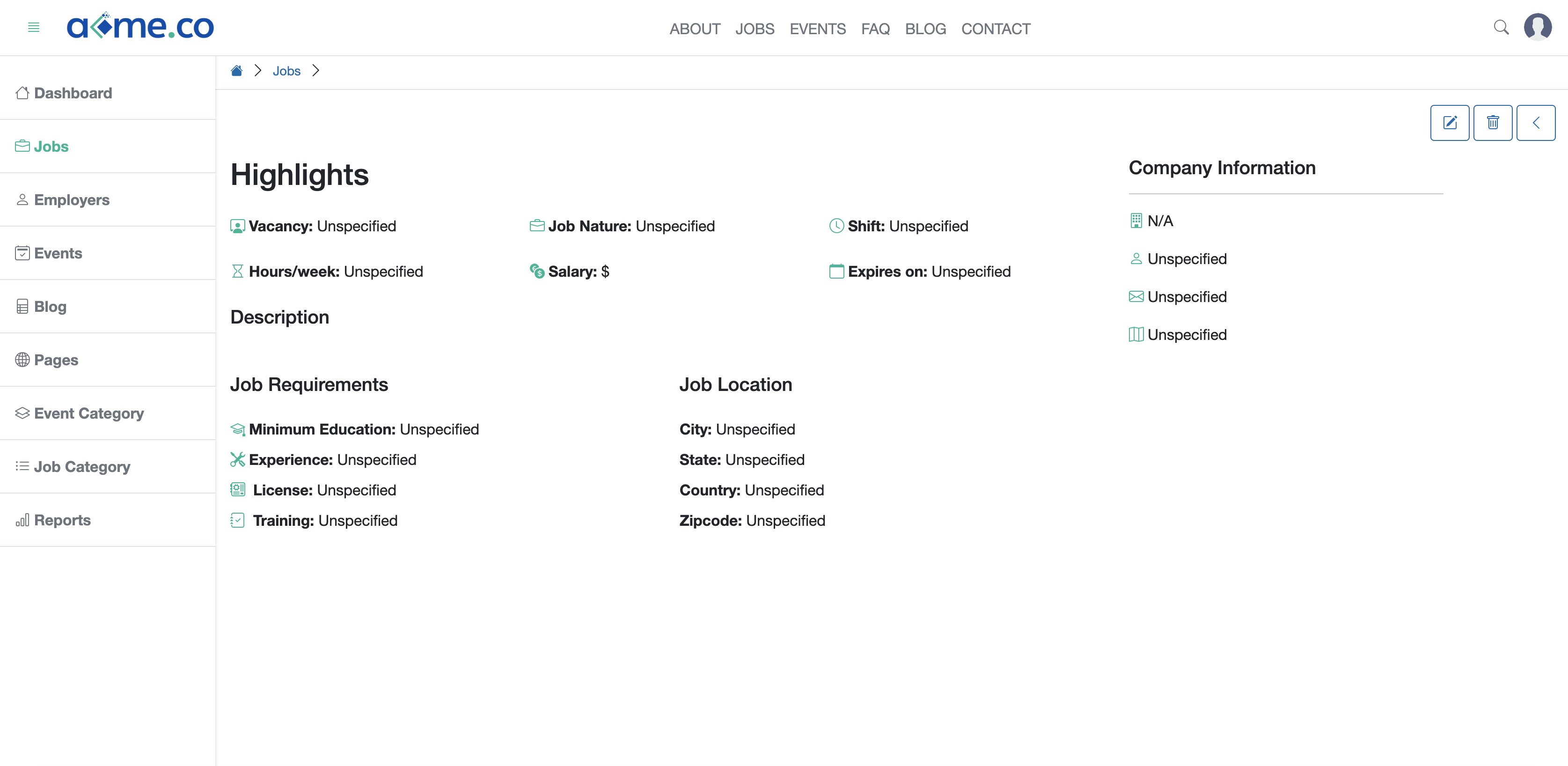 Figure 6: WFC Admin Portal Individual Job View Page