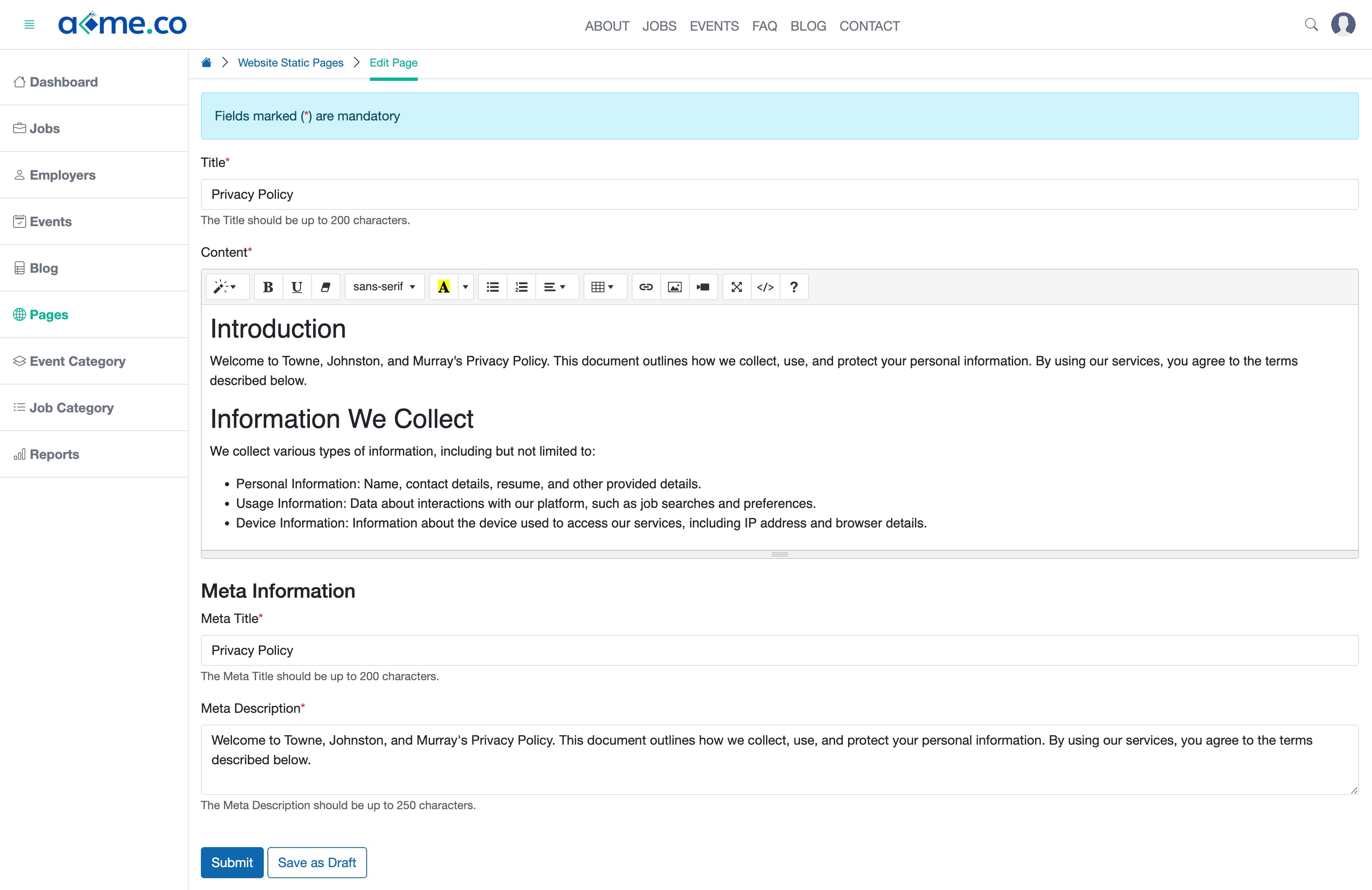 Figure 3: WFC Admin Portal Individual Edit Page