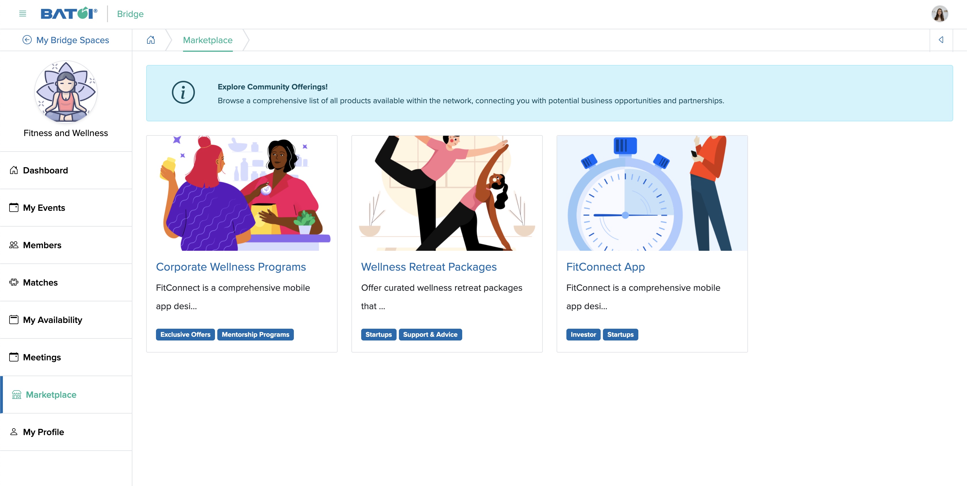 Figure 7: Individual Bridge Member Control Panel View Product and Service Screen