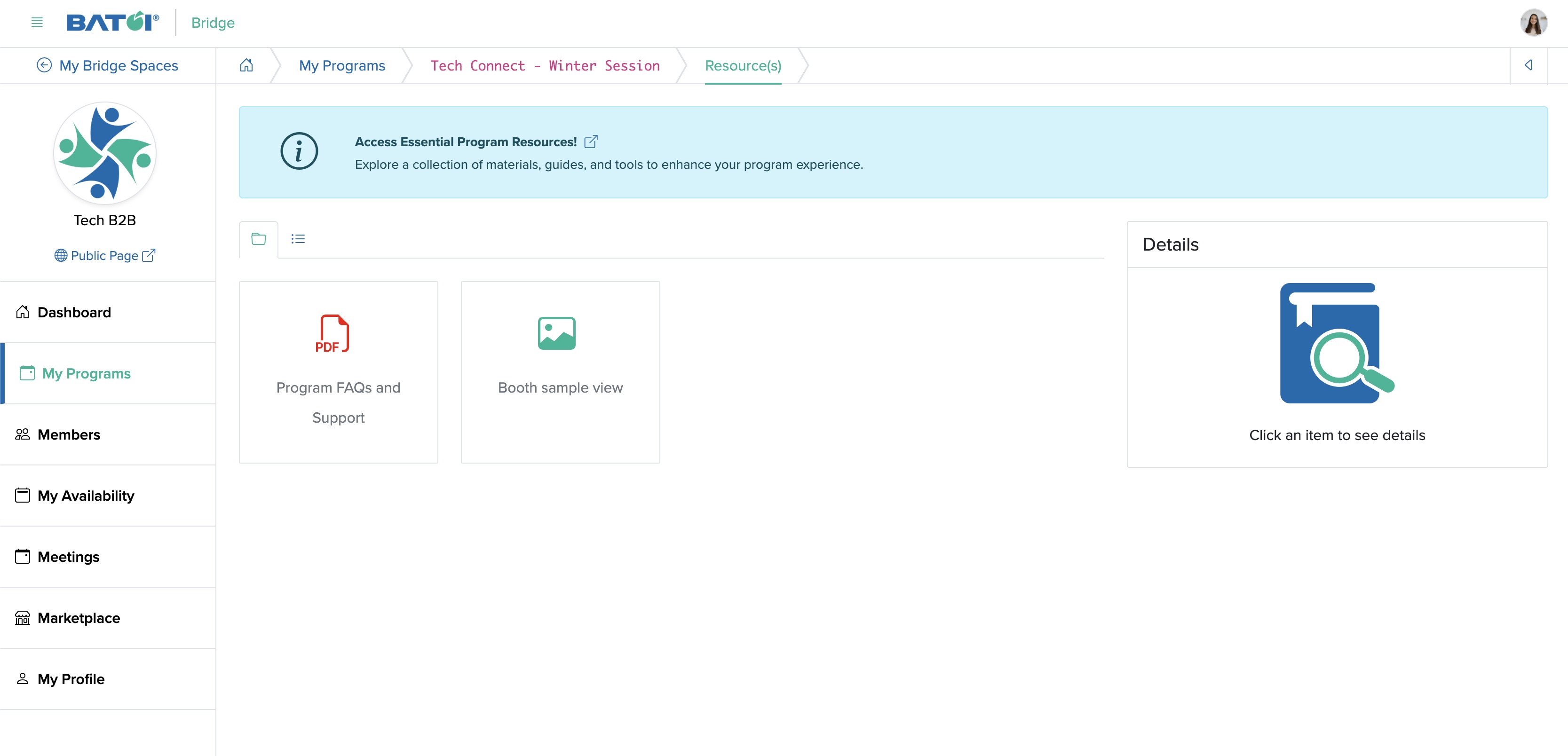 Figure 8: Individual Bridge Member Control Panel Individual Program Resource Screen