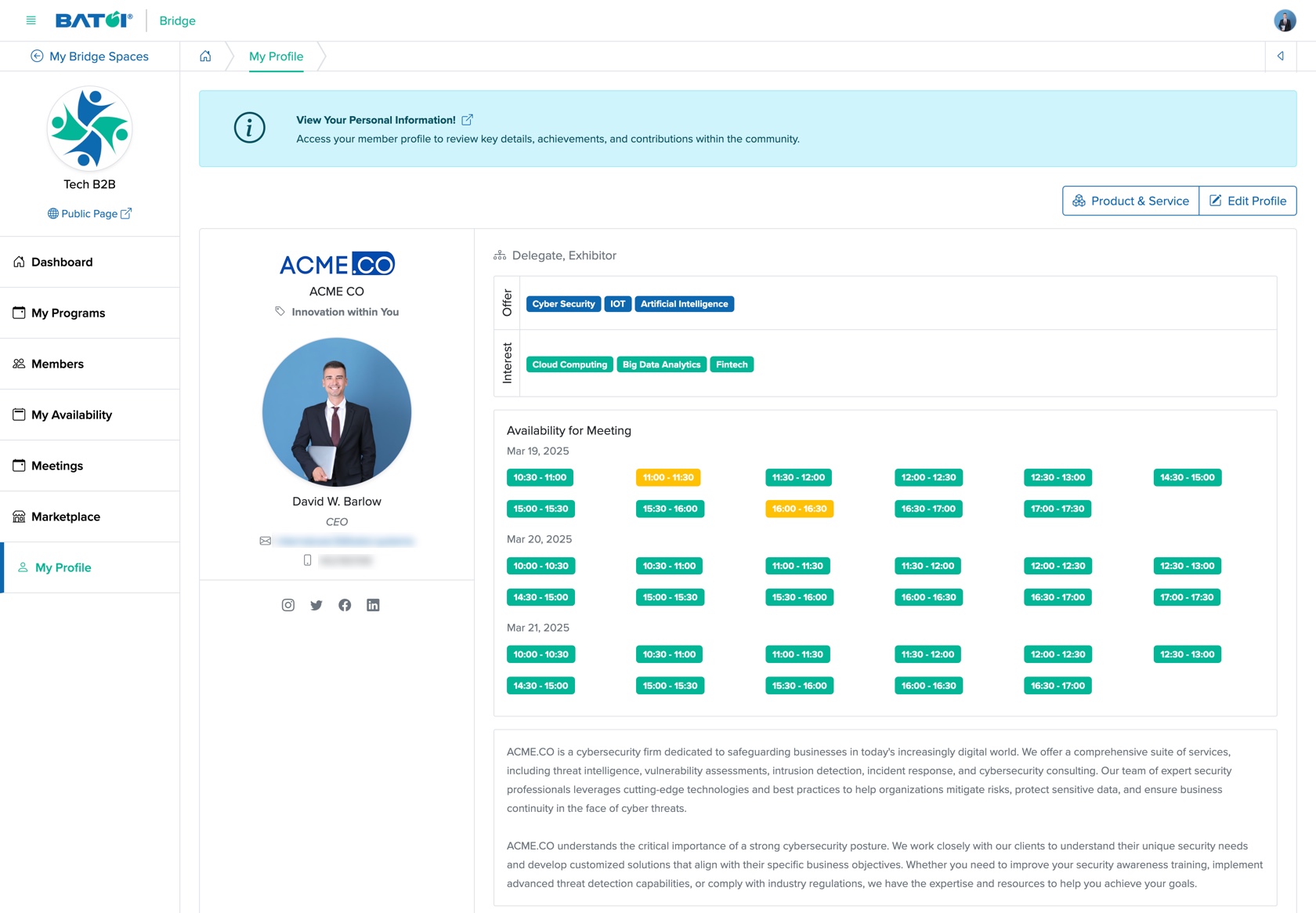 Figure 5: Individual Bridge Member Profile Screen