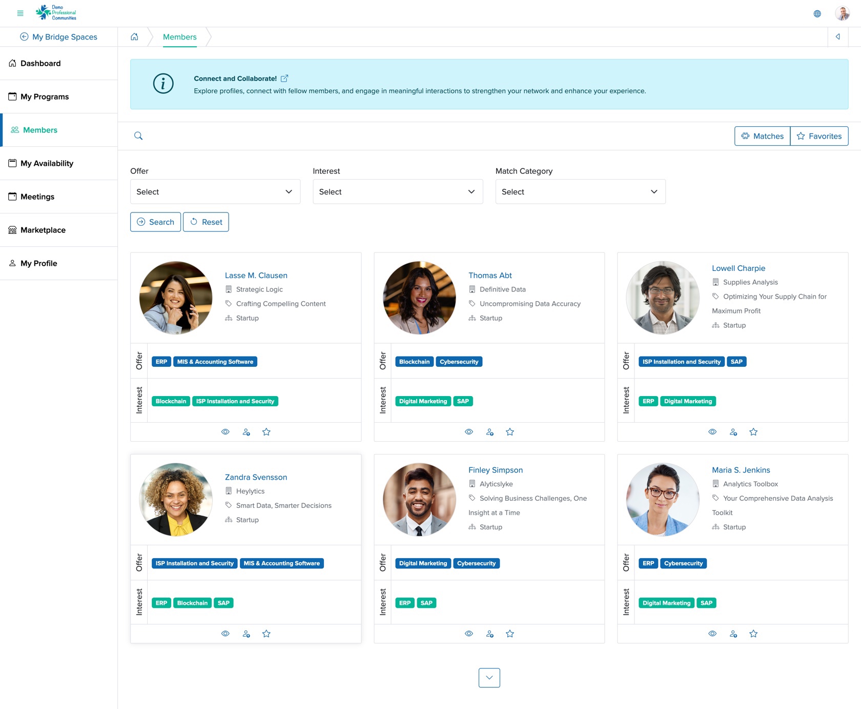 Figure 6: Individual Bridge Member Control Panel Member Search Screen